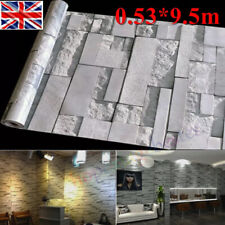 3D Grey Brick-Effect Wallpaper Realistic Slate Stone Vintage Textured Home Decor