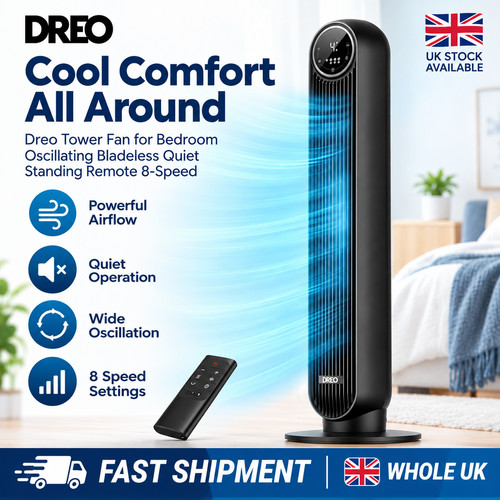 Dreo tower fan for bedroom - tower,