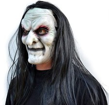 Halloween Witch Mask Scary Comic-con Cosplay Latex Old Costume Mask with Hair