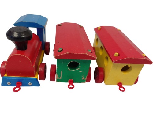 Colourful wooden train set - wooden,