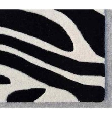 Black white Skin of zebra hand tufted 100% woollen carpet pile rug animal shape