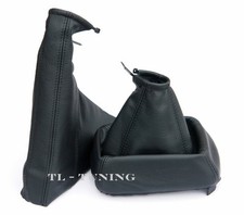Fits Opel Astra F year 91-02 shift cover + handbrake cover real leather black
