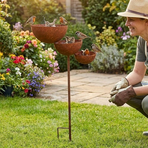 Metal rain catcher stake - stake, bird