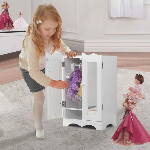 Large doll wardrobe wooden - 18",