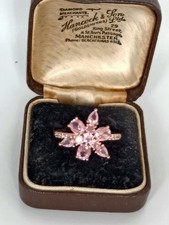Vintage 1990-s 14 Ct Rolled Gold Pink Topaz Ring Size UK P US 7.5  Hallmarked