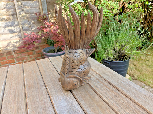 Large carved wooden - carved, fish,