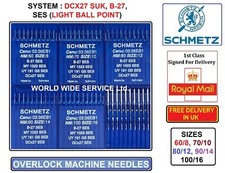 SCHMETZ DCX27 B27 SES L/BALL POINT SIZES (7) OVER LOCK SEWING MACHINE NEEDLES