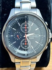 Seiko 7T92-0NY0 / SNDE27 Quartz Chronograph 100m Watch 42mm - Black Edition