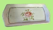 E. Hughes Longport Vintage Serving Dish/Plate  Made in England White Pink Roses
