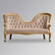 Chaise Longue  - Gold Frame with Gold velvet Upholstery