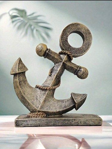Rustic resin anchor sculpture - resin,