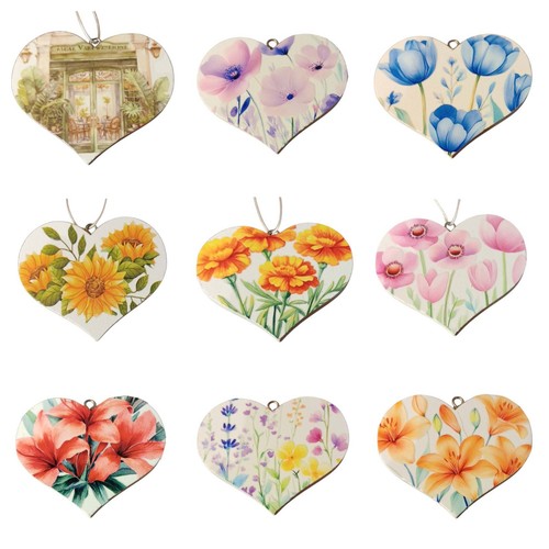 Decorative wooden hearts - wooden,