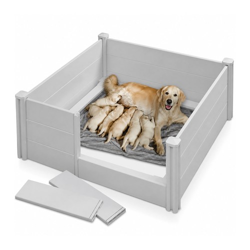 Dog whelping box with rails - dog,