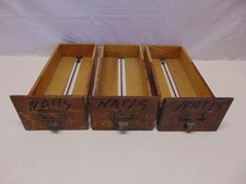 3 Vintage Oak Filing Cabinet Drawers