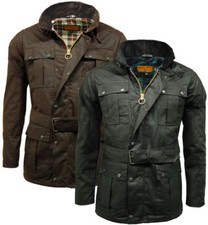 Game Continental Mens Tartan Lined Unpadded Biker Wax Jacket