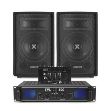 Vonyx 8" PA Speakers System with Amplifier & DJ Mixer 800W - UK Stock