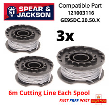 3 X Spool & Line for Spear & Jackson 24v Strimmer CLGT2425H Argos 745/9238