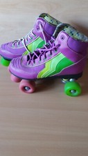 SFR Rio Roller Passion Fixed Skate Quad Skate UK SIZE 5 Retro Purple Green VGC