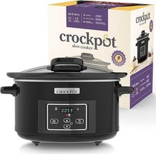 Crockpot 4.7L Digital Slow Cooker with Hinged Lid & Timer | Energy Efficient