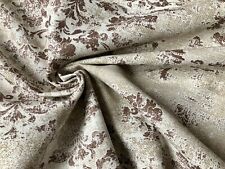 Antique Vintage Damask Fabric Baroque Curtain Material - 280cm wide BROWN Lurex