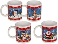 Christmas Mugs Printed Xmas 12oz Fine Bone China Drinking Tea Coffee Gift x4