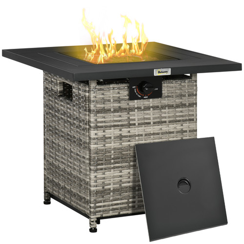 Gas fire pit table cover - table, lava