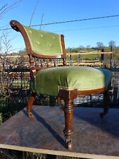 Antique Victorian Nursing Bedroom Low Chair Upholstered Porcelain Castors