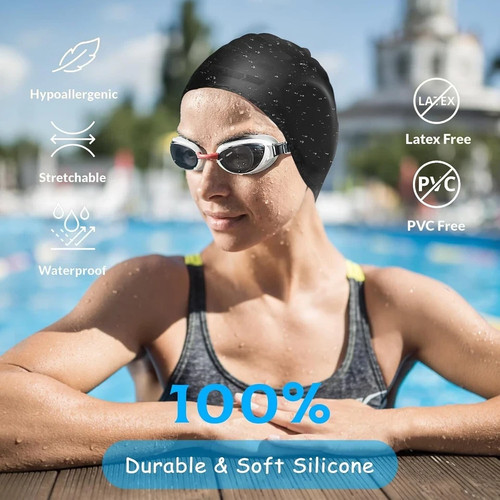 Silicone swimming cap with - cap, ear