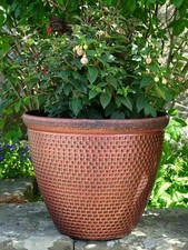 30cm Large Plastic Round Cromarty Planter Antique Copper Plant Pot Cover