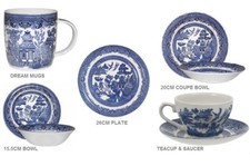 Churchill Blue Willow China Plate Mug Tea Cup Saucer Bowl Dinner Set of Six     