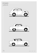 POSTER - FORD ANGLIA EVOLUTION B+W - (A4 A3 A2 Sizes) e494a 100E 105E popular