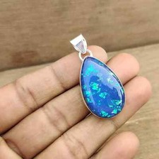Natural Australian Opal Gemstone Pendant 925 Sterling Silver Gift For Her MK*