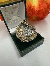 Chunk 9ct Gold Saddle Ring With CZs. 46.1g Z-z1,1/2