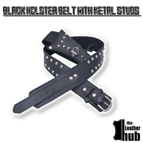 Holster belt black leather - black, gun