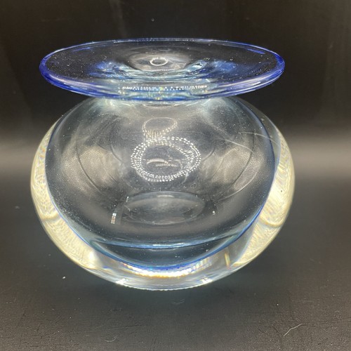 Blue bud vase glass - vase, mcm