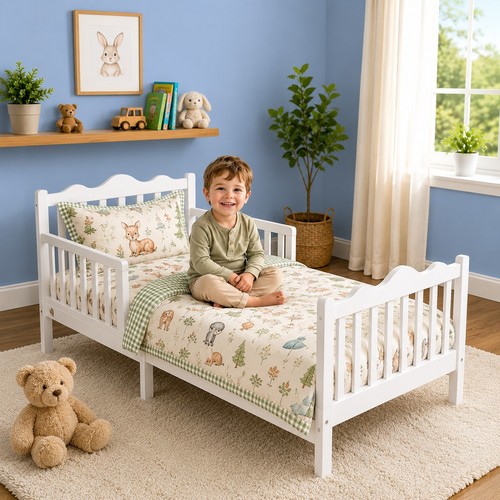 Toddler bed with - with, rails
