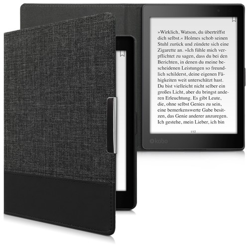 Slim leather canvas folio - leather,