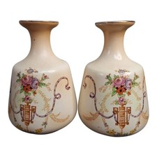 Crown Ducal Vase Hand Painted circa 1915-1929 Good Condition Pair Of Vases Doric