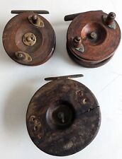 Three Vintage wooden & brass