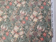 SANDERSON VINTAGE William Morris FABRIC Golden Lily Minor Green NEW 3.2MTS