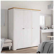 Wardrobe White Brown Solid