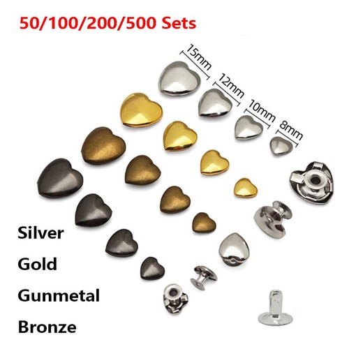 15mm heart shaped stud - 8/10/12/15mm,