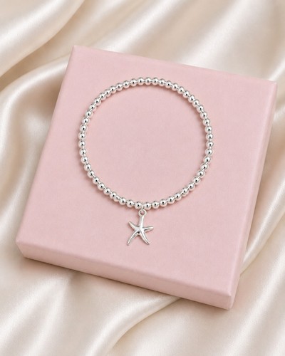 Starfish bracelet silver bead - bracelet,