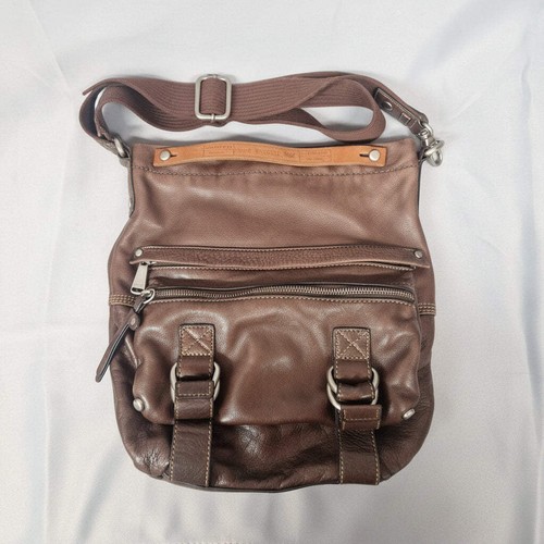 Fossil brown leather crossbody - leather,
