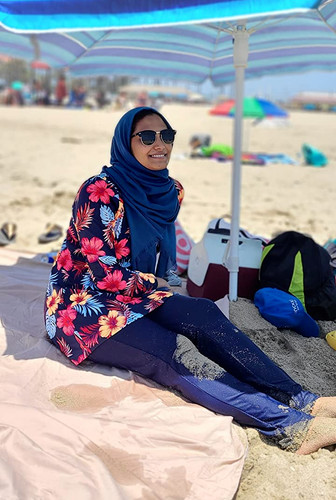 Blue floral muslim swimwear - muslim,