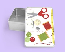 Sewing Storage Box. Metal tin