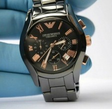 NEW EMPORIO ARMANI AR1410 CERAMIC BLACK AND ROSE GOLD MENS WATCH  UK