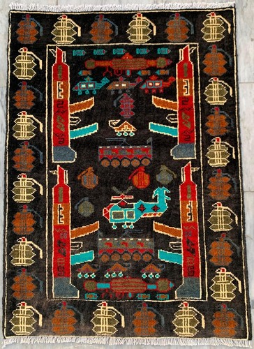 2x3 afghan war rug - war,