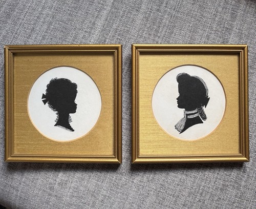 Pair vintage framed silhouette - vintage,