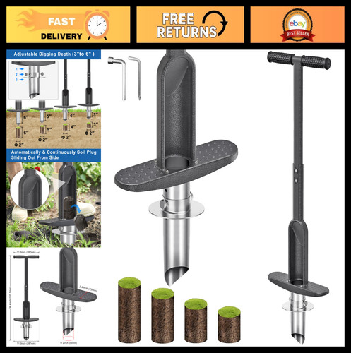 Adjustable lawn plugger - adjustable, tool